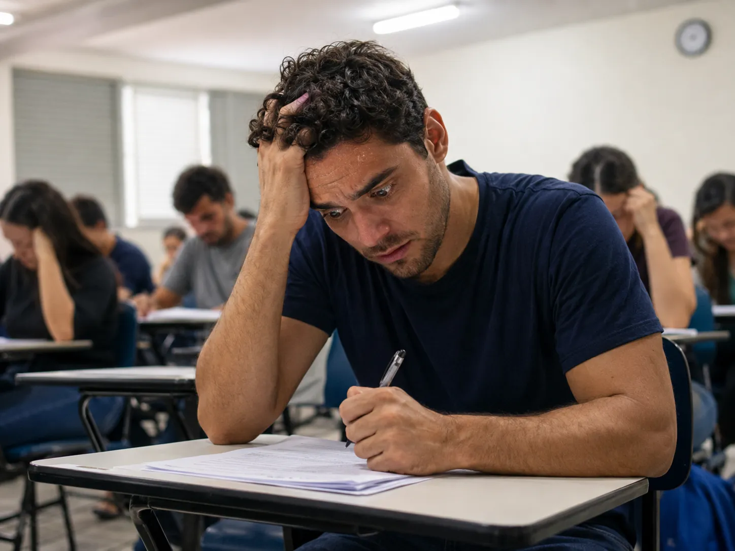 Candidato desesperado e nervoso no dia da prova
